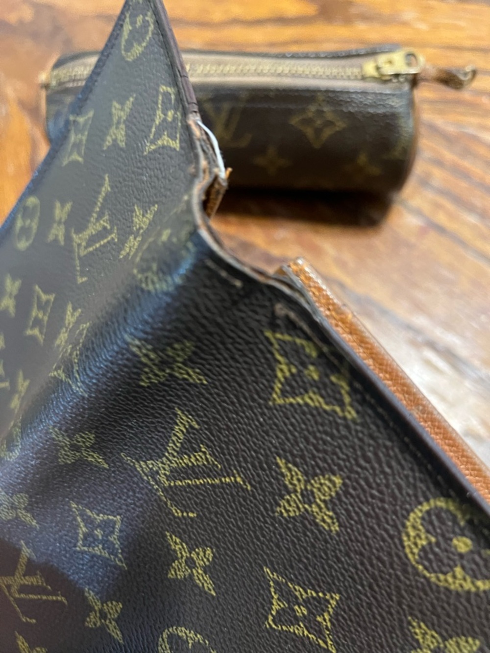 Vintage Louis Vuitton Brown Monogram check book wallet and mini papillon 1980’s - Picture 8 of 16